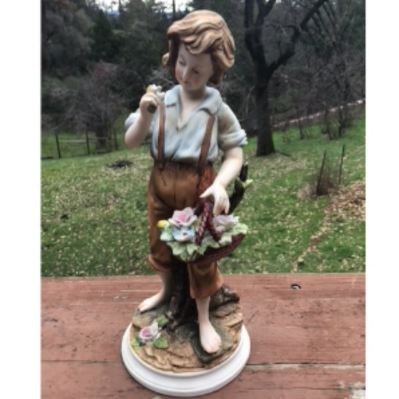 Vintage Other - Vintage Andrea By Sadek Boy With Flowers Statue